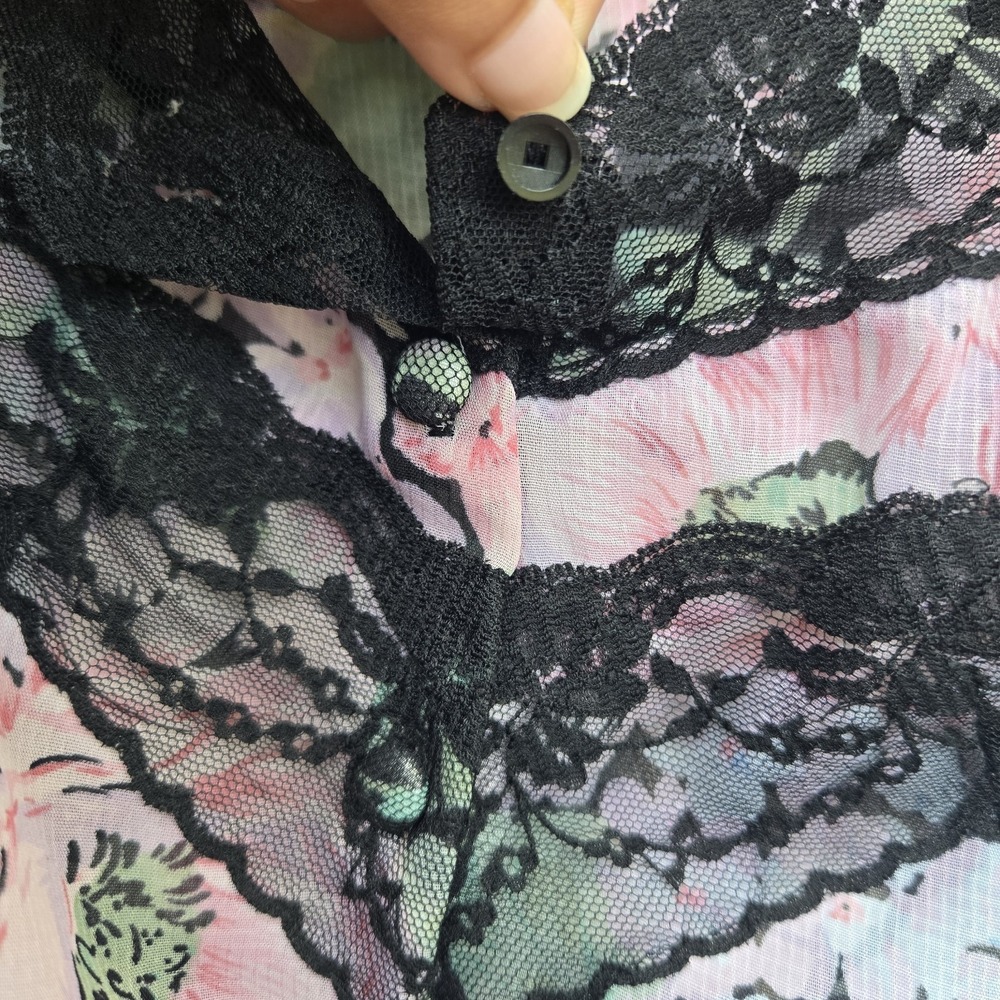 VTG Victoria's Secret Top Medium Cami Camisole Lace Abstract Floral Crop - Picture 4 of 6